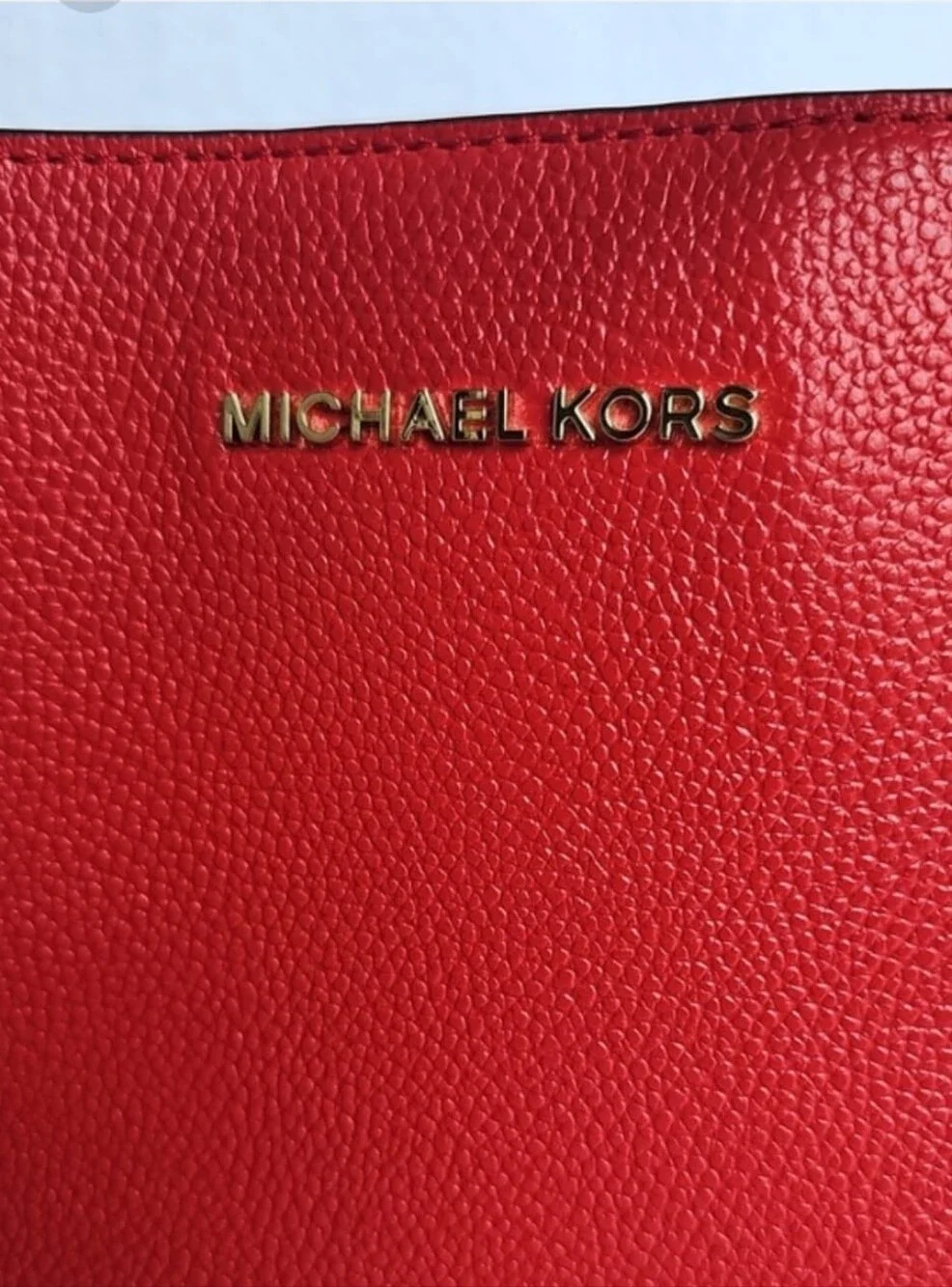 Michael Kors Red Pebbled Leather Satchel Tote Bag Handbag